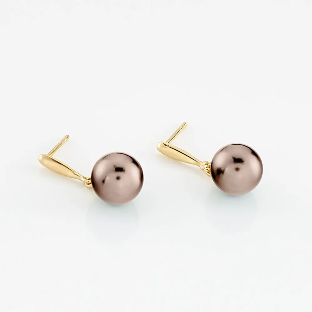 Boucles D'oreilles Pendantes Semi-baroque Or Jaune Perle De Tahiti|Marc Orian Hot