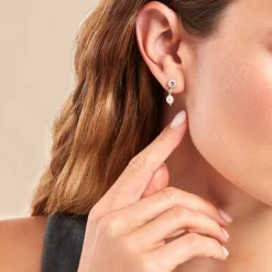 Boucles D'oreilles Pendantes Gaetane Argent Blanc Perle Oxyde|Marc Orian Best