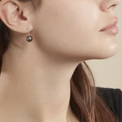 Boucles D'oreilles Pendantes Semi-ronde Or Blanc Perle De Tahiti|Marc Orian Clearance