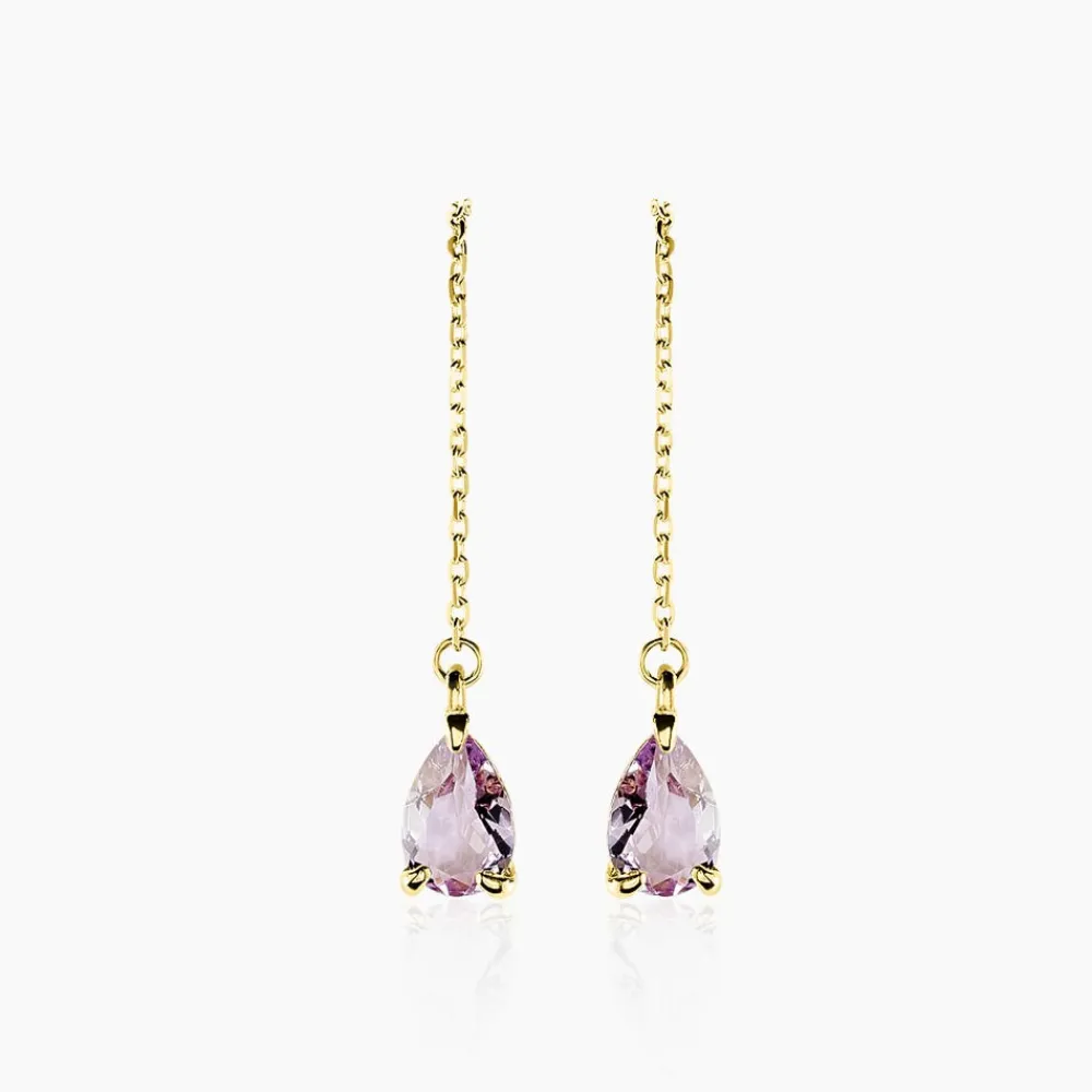 Boucles D'oreilles Pendantes Asteriane Or Jaune Améthyste|Marc Orian