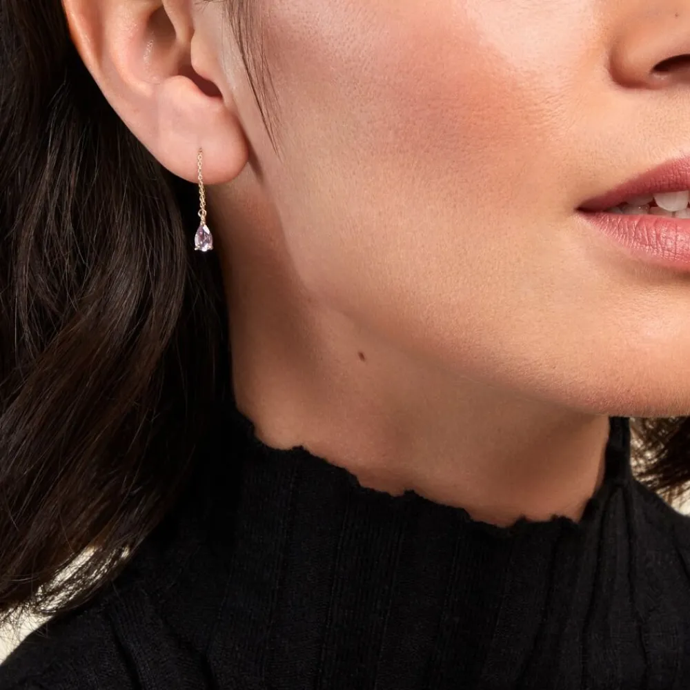 Boucles D'oreilles Pendantes Asteriane Or Jaune Améthyste|Marc Orian