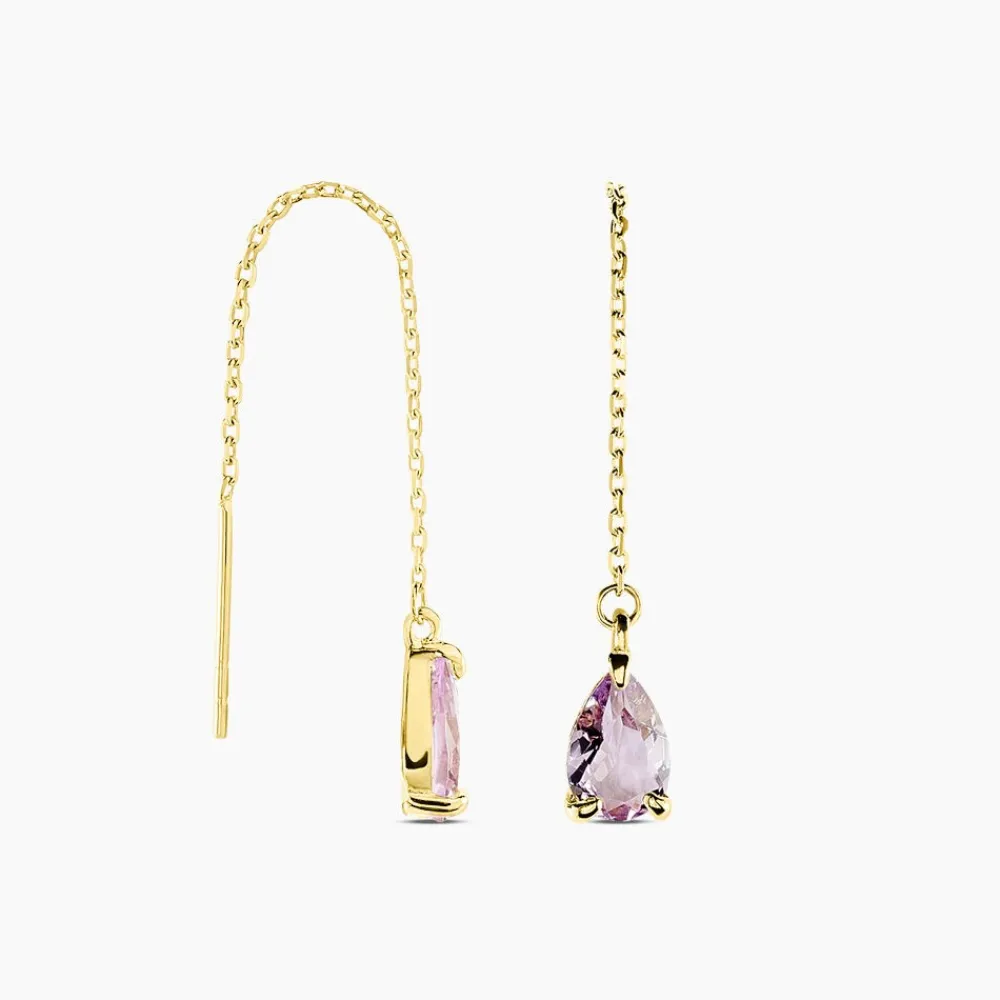 Boucles D'oreilles Pendantes Asteriane Or Jaune Améthyste|Marc Orian