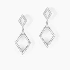 Boucles D'oreilles Pendantes Sounia Argent Blanc Oxyde De Zirconium|Marc Orian Hot