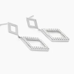 Boucles D'oreilles Pendantes Sounia Argent Blanc Oxyde De Zirconium|Marc Orian Hot