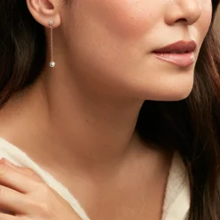 Boucles D'oreilles Pendantes Constantin Argent Rose Oxyde De Zirconium|Marc Orian Outlet