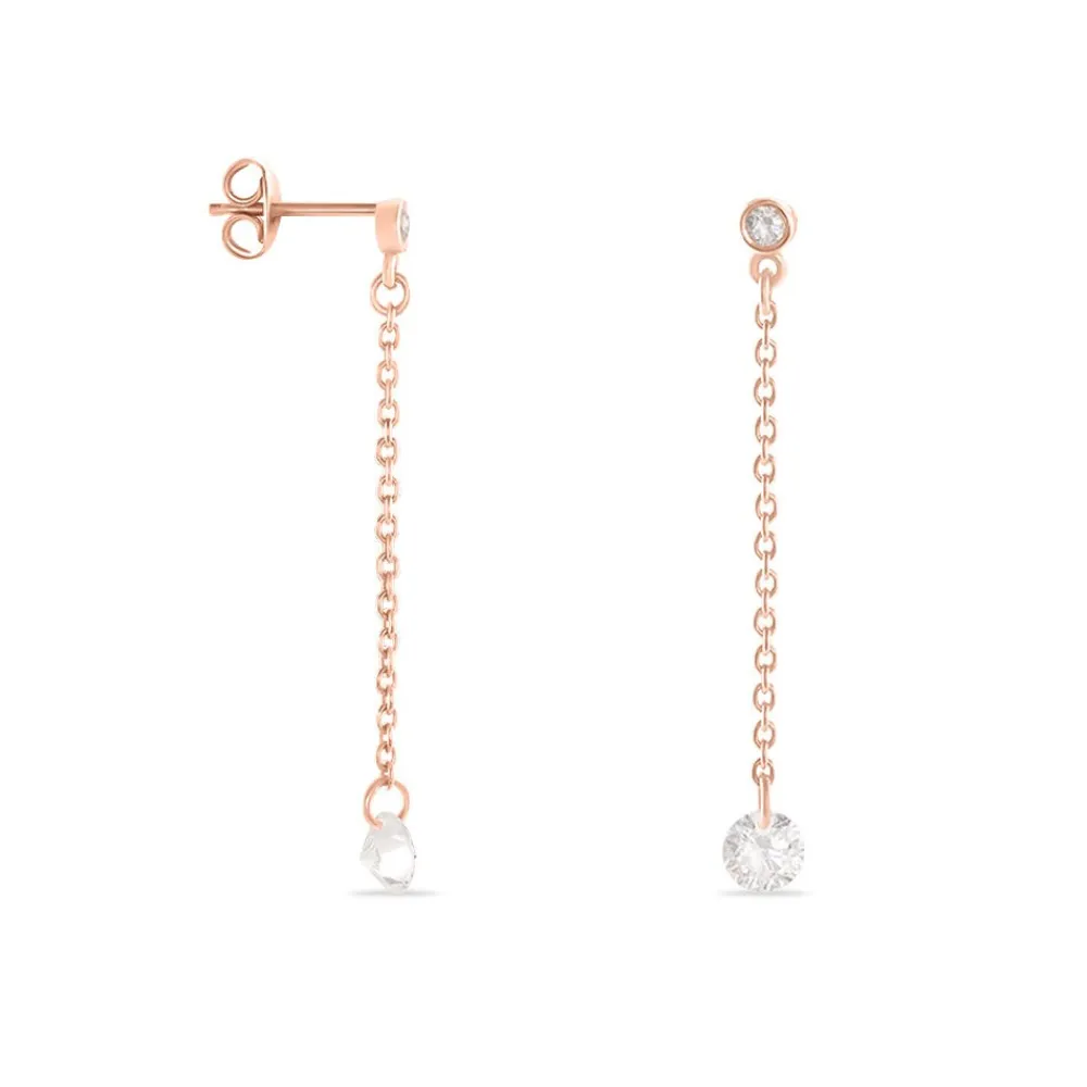 Boucles D'oreilles Pendantes Constantin Argent Rose Oxyde De Zirconium|Marc Orian Outlet