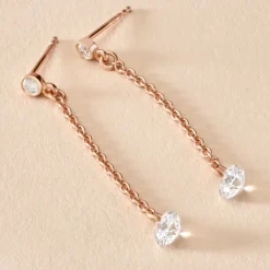 Boucles D'oreilles Pendantes Constantin Argent Rose Oxyde De Zirconium|Marc Orian Outlet