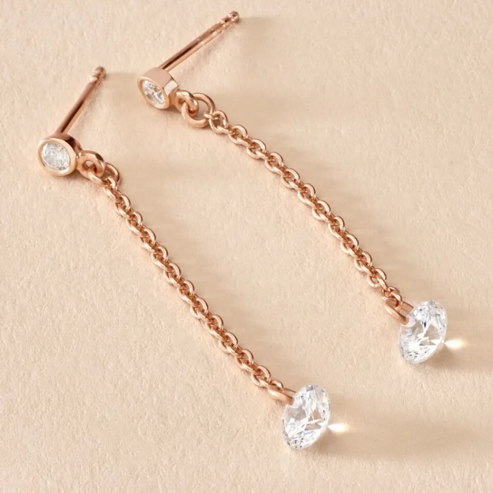 Boucles D'oreilles Pendantes Constantin Argent Rose Oxyde De Zirconium|Marc Orian Outlet