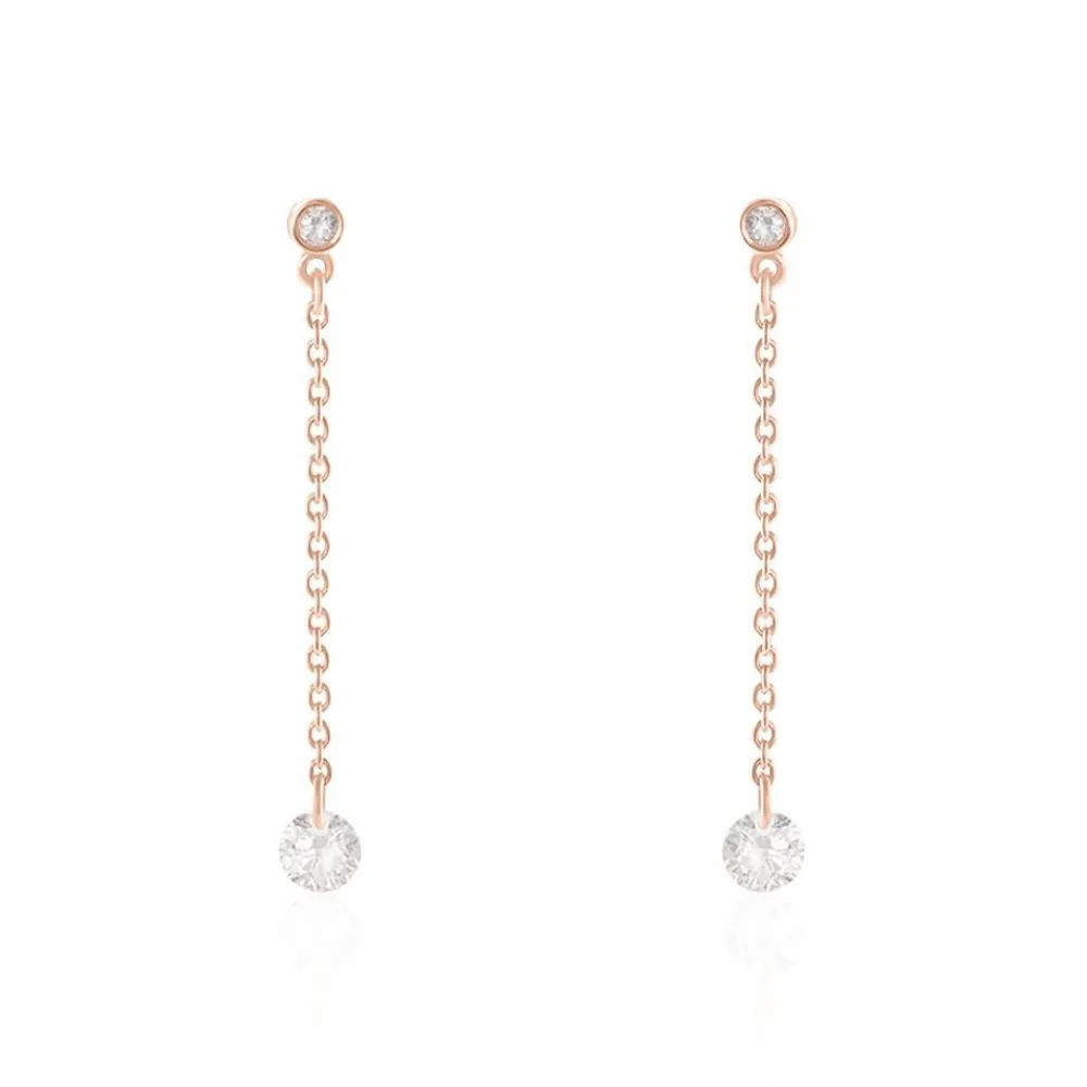 Boucles D'oreilles Pendantes Constantin Argent Rose Oxyde De Zirconium|Marc Orian Outlet