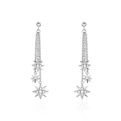 Boucles D'oreilles Pendantes Sathya Argent Blanc Oxyde De Zirconium|Marc Orian Online