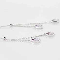 Boucles D'oreilles Pendantes Djime Or Blanc Amethyste|Marc Orian Sale