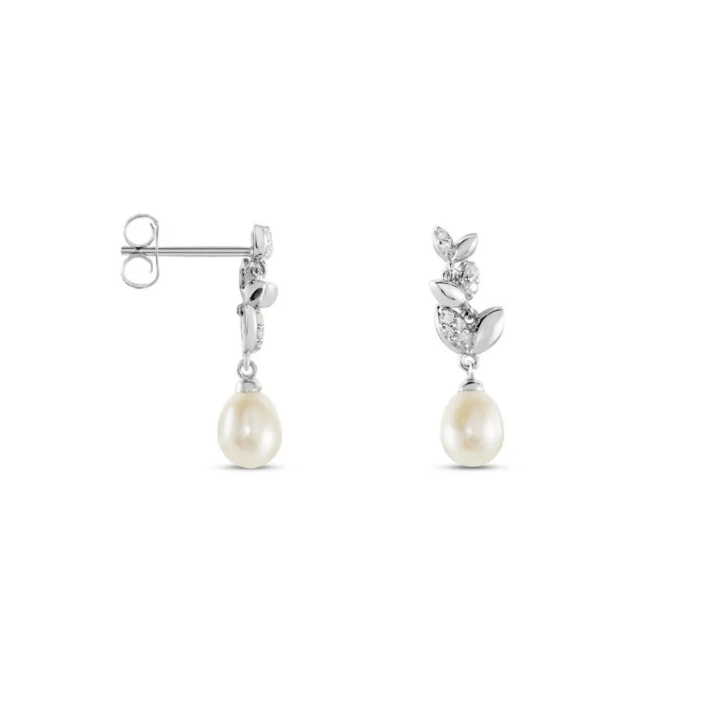 Boucles D'oreilles Pendantes Giambattista Argent Blanc Perle Et Oxyde|Marc Orian Sale