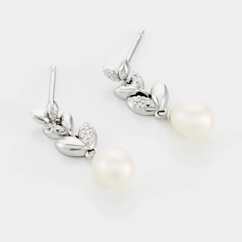 Boucles D'oreilles Pendantes Giambattista Argent Blanc Perle Et Oxyde|Marc Orian Sale