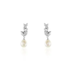 Boucles D'oreilles Pendantes Giambattista Argent Blanc Perle Et Oxyde|Marc Orian Sale