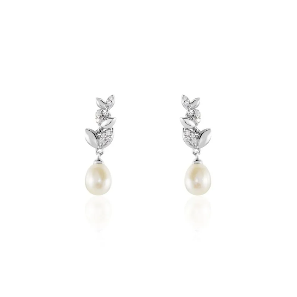 Boucles D'oreilles Pendantes Giambattista Argent Blanc Perle Et Oxyde|Marc Orian Sale