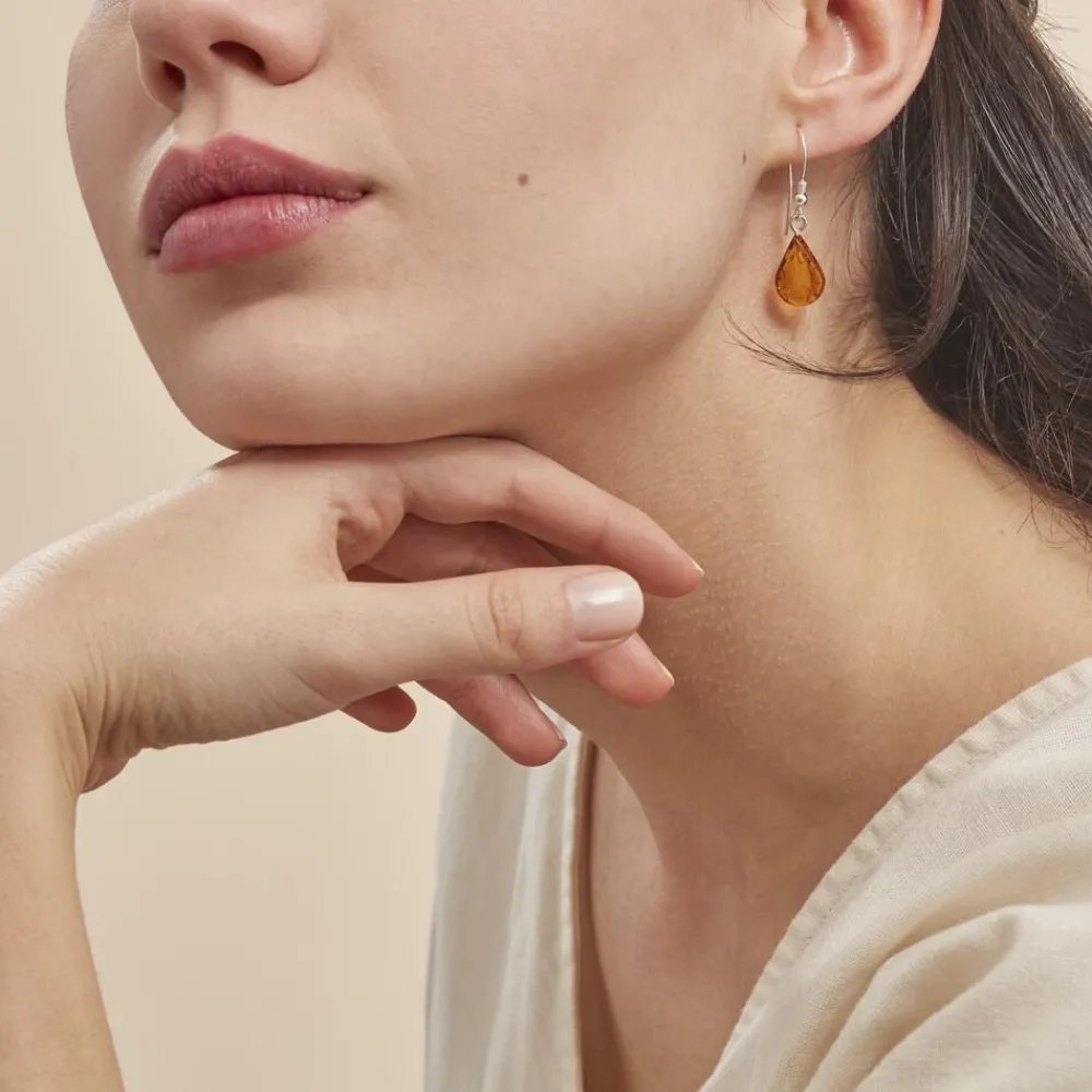 Boucles D'oreilles Pendantes Argent Blanc Mareme Ambre|Marc Orian Clearance