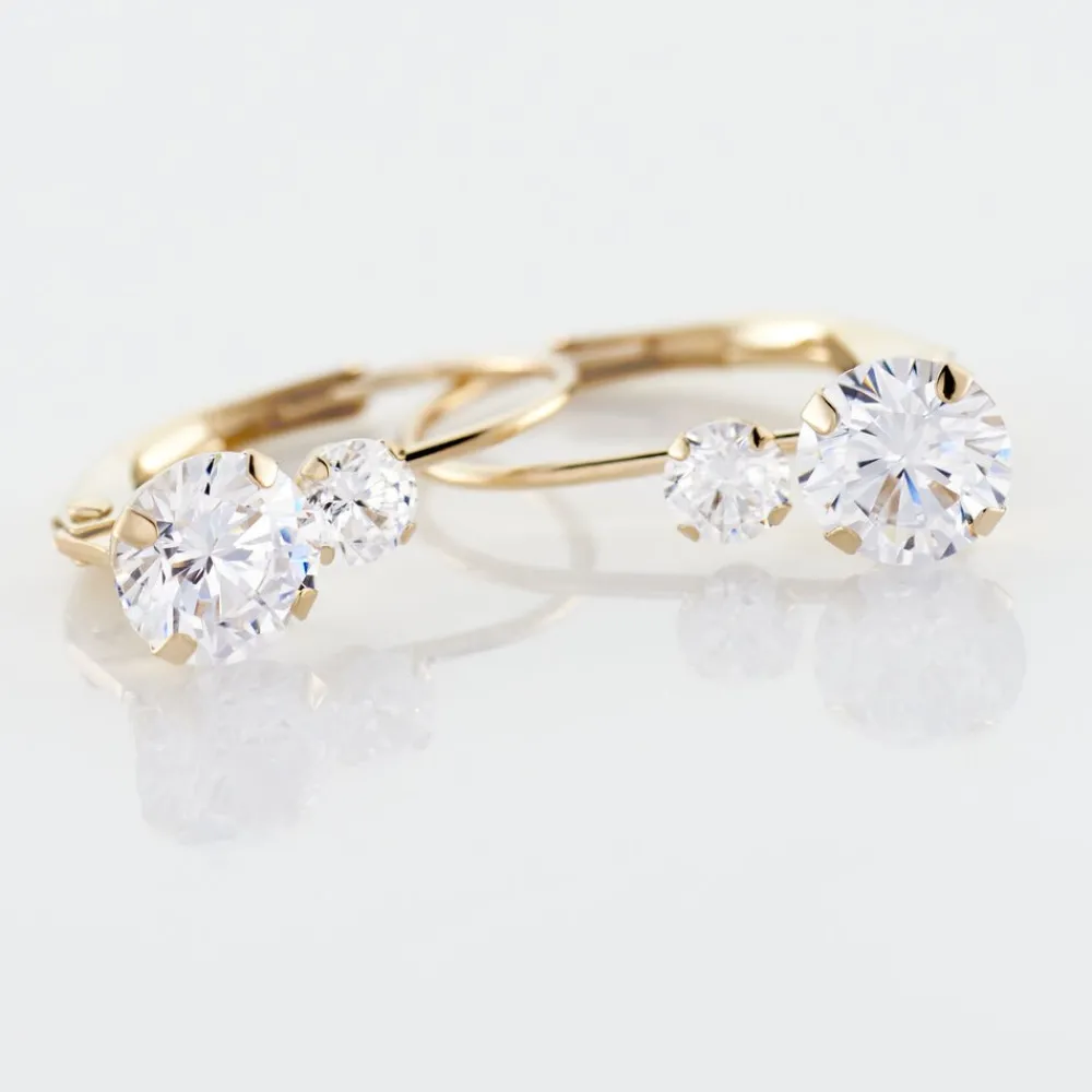 Boucles D'oreilles Pendantes Gulbeyaz Or Jaune Oxyde De Zirconium|Marc Orian New
