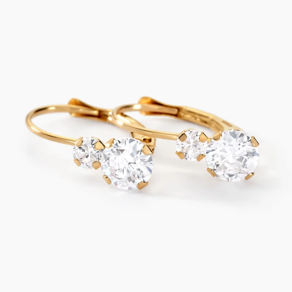 Boucles D'oreilles Pendantes Gulbeyaz Or Jaune Oxyde De Zirconium|Marc Orian New