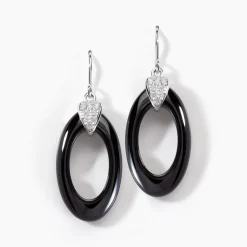Boucles D'oreilles Pendantes Peer Argent Blanc Oxyde De Zirconium|Marc Orian Hot