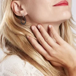 Boucles D'oreilles Pendantes Nelly Argent Blanc Céramique Et Oxyde|Marc Orian