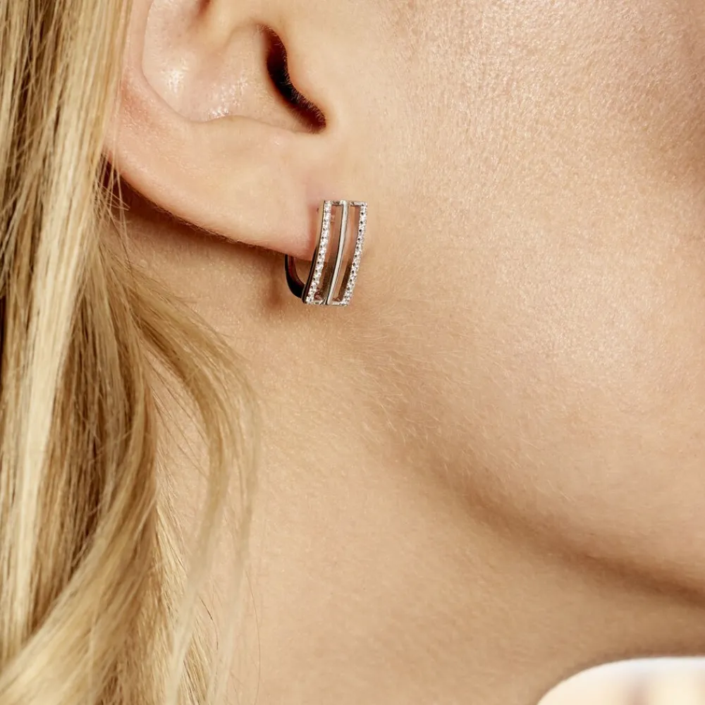 Boucles D'oreilles Pendantes Argent Blanc Oxyde De Zirconium|Marc Orian Online