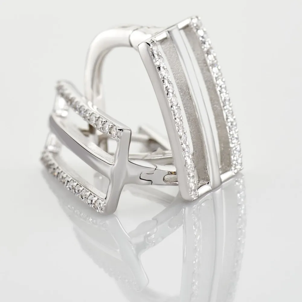 Boucles D'oreilles Pendantes Argent Blanc Oxyde De Zirconium|Marc Orian Online