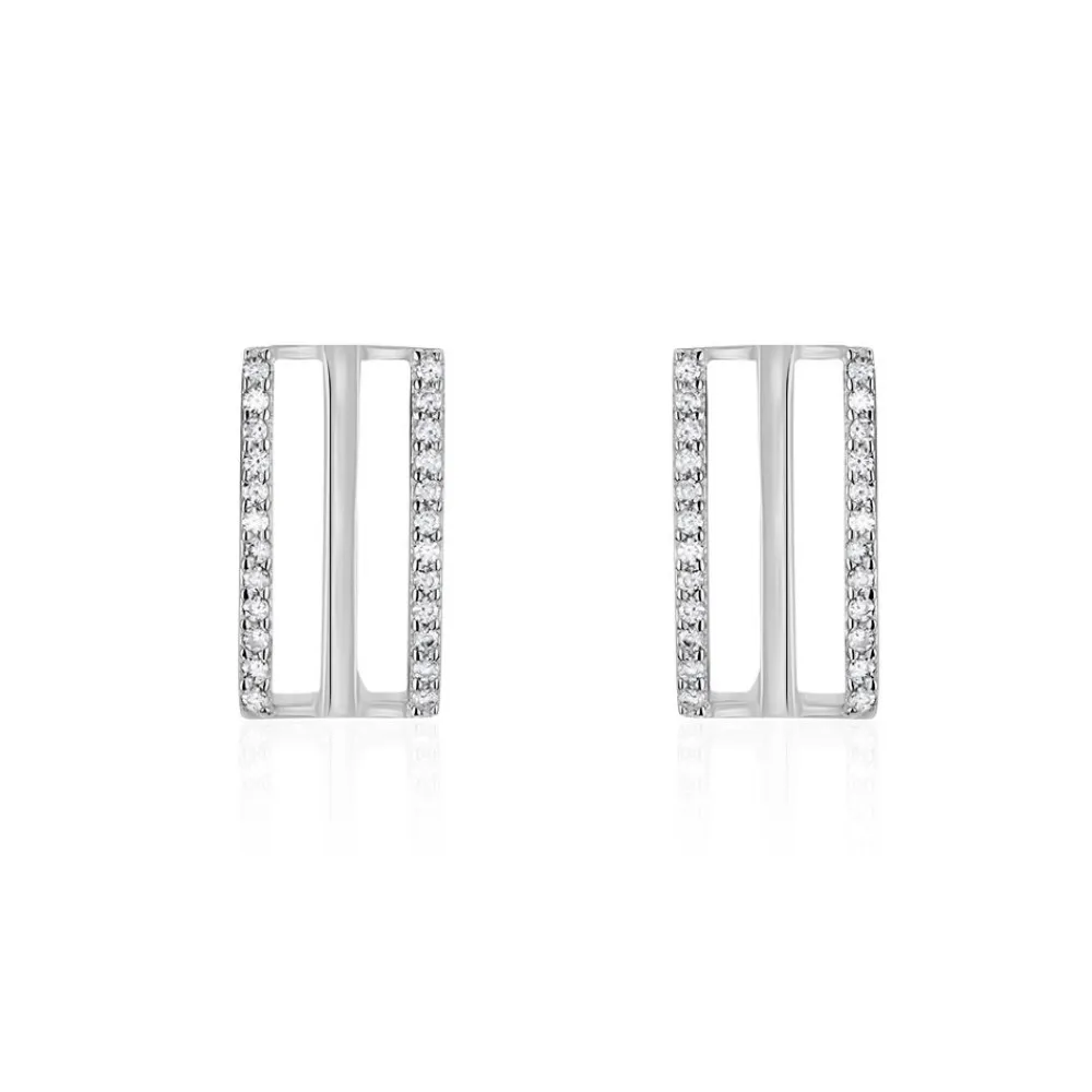 Boucles D'oreilles Pendantes Argent Blanc Oxyde De Zirconium|Marc Orian Online