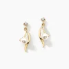 Boucles D'oreilles Pendantes Orientale Or Jaune Perle De Culture