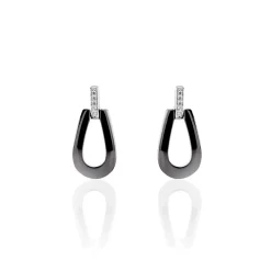 Boucles D'oreilles Pendantes Argent Céramique Et Oxyde De Zirconium|Marc Orian