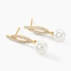 Boucles D'oreilles Pendantes Tesnimae Or Jaune Oxyde Perle De Culture
