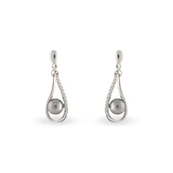 Boucles D'oreilles Pendantes Alexya Argent Perle D'imitation Et Oxyde|Marc Orian New