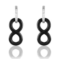 Boucles D'oreilles Pendantes Celinia Argent Blanc Céramique Et Oxyde|Marc Orian Discount