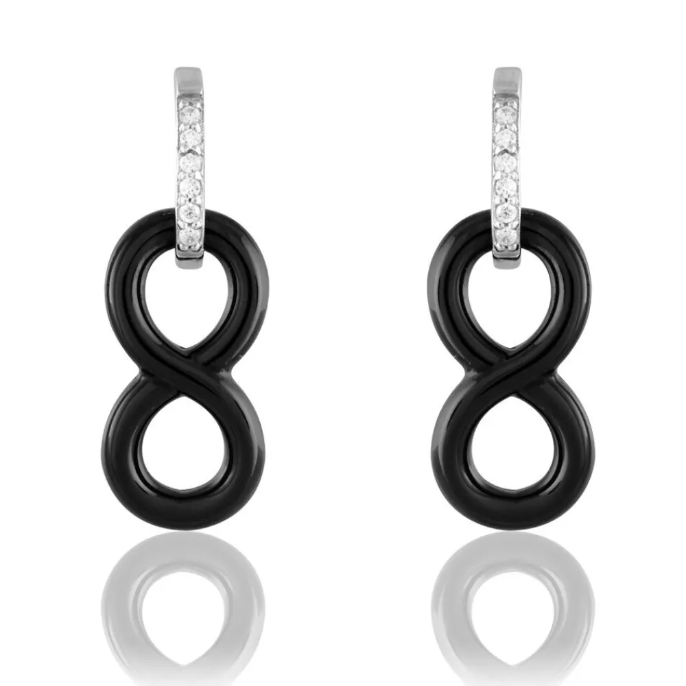 Boucles D'oreilles Pendantes Celinia Argent Blanc Céramique Et Oxyde|Marc Orian Discount