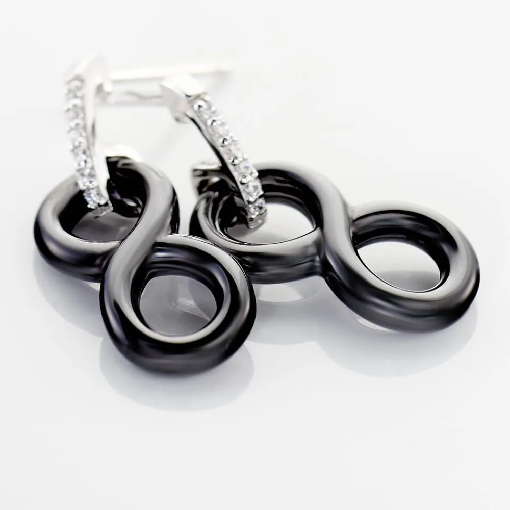 Boucles D'oreilles Pendantes Celinia Argent Blanc Céramique Et Oxyde|Marc Orian Discount