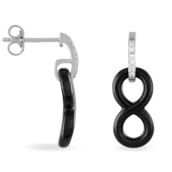 Boucles D'oreilles Pendantes Celinia Argent Blanc Céramique Et Oxyde|Marc Orian Discount