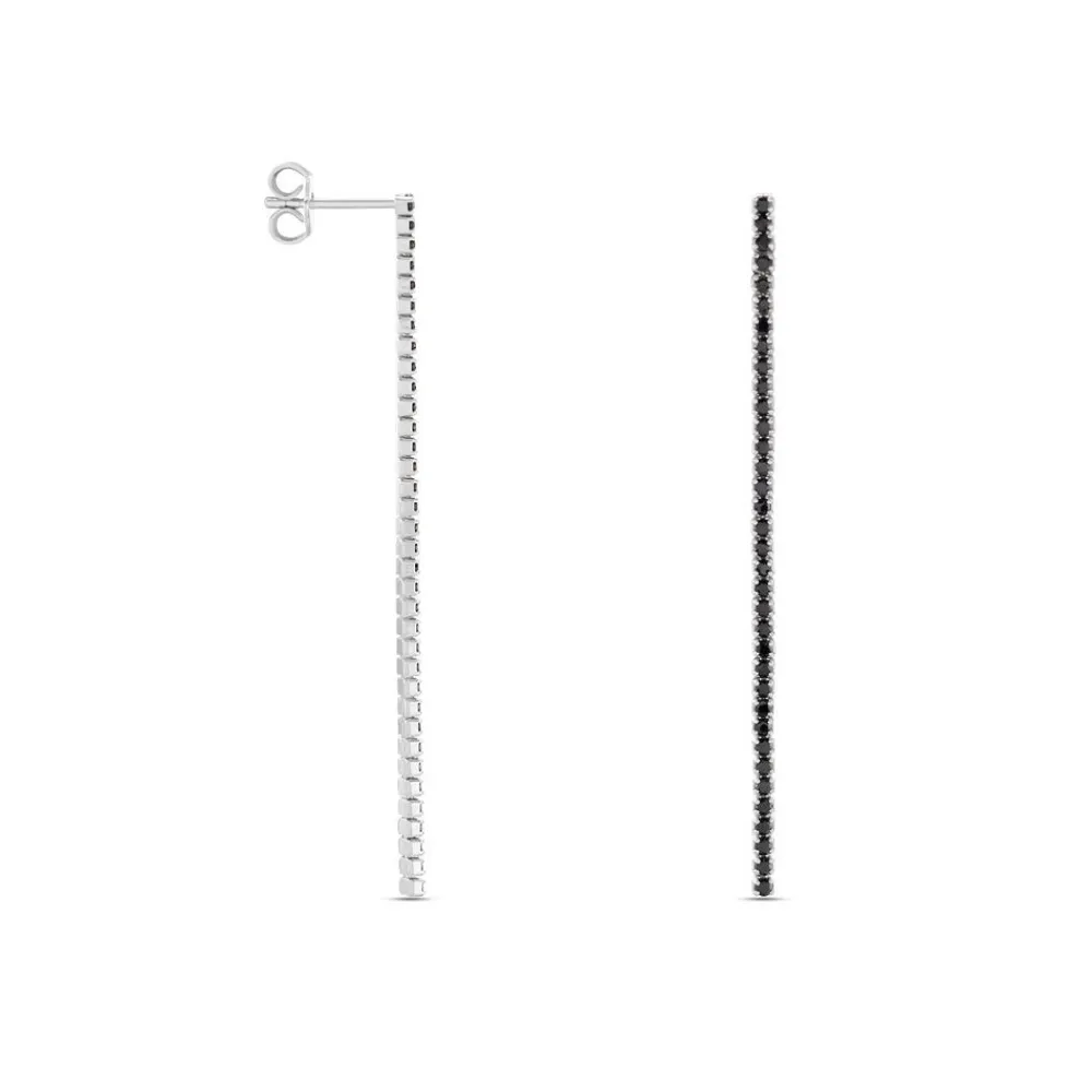 Boucles D'oreilles Pendantes Lou-anne Argent Blanc Oxyde Noir|Marc Orian Outlet