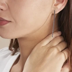 Boucles D'oreilles Pendantes Lou-anne Argent Blanc Oxyde Noir|Marc Orian Outlet