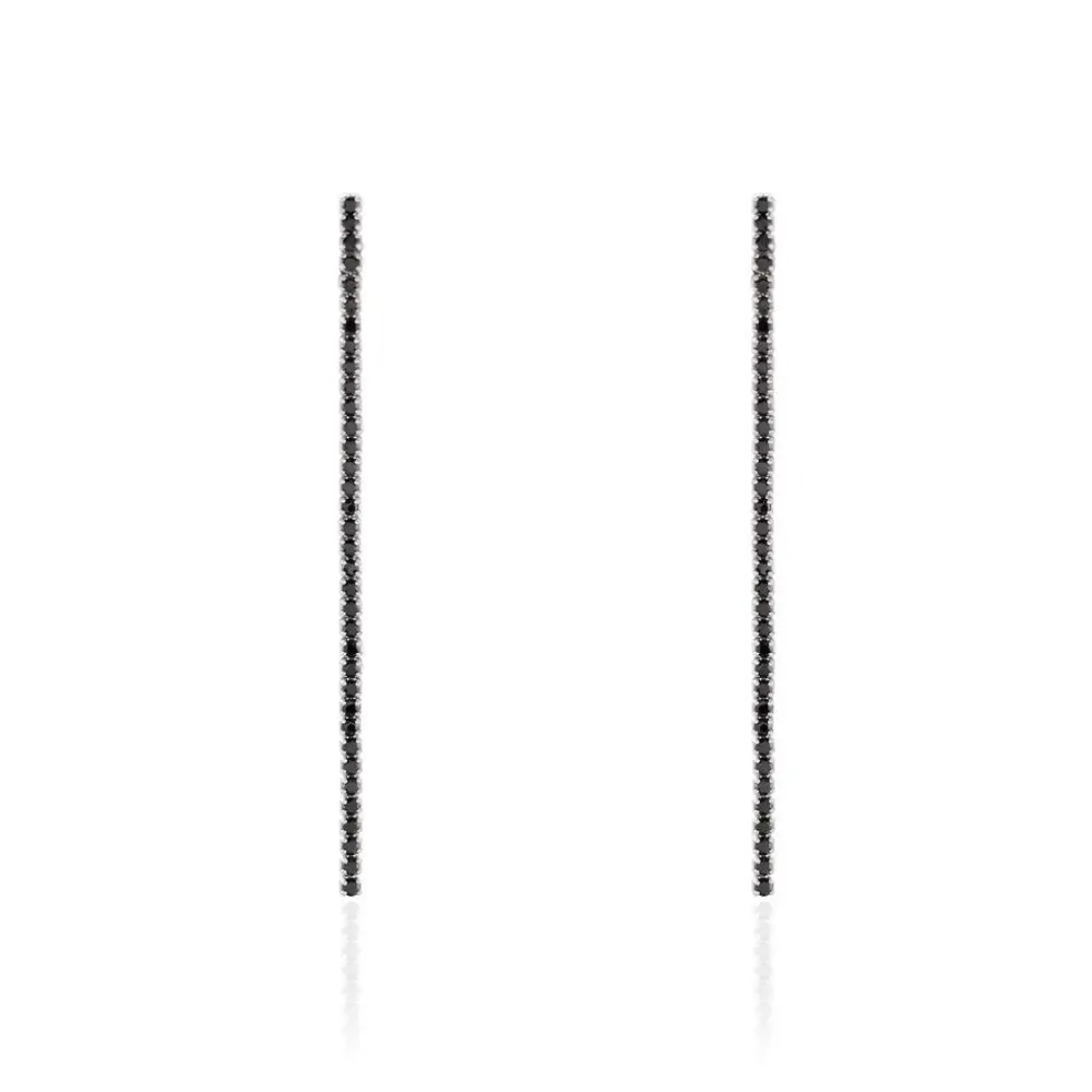 Boucles D'oreilles Pendantes Lou-anne Argent Blanc Oxyde Noir|Marc Orian Outlet