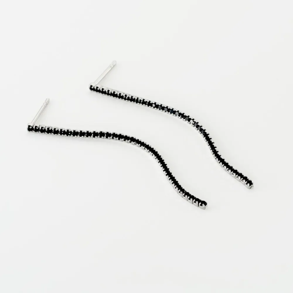 Boucles D'oreilles Pendantes Lou-anne Argent Blanc Oxyde Noir|Marc Orian Outlet