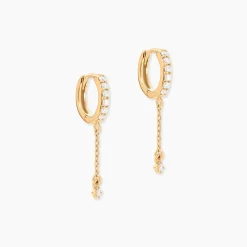 Boucles D'Oreilles Pendantes Hesta Plaqué Or Jaune Oxyde De Zirconium|Marc Orian Outlet