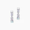 Boucles D'Oreilles Pendantes Dion Argent Blanc Oxyde De Zirconium