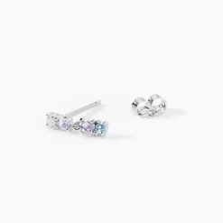 Boucles D'Oreilles Pendantes Dion Argent Blanc Oxyde De Zirconium