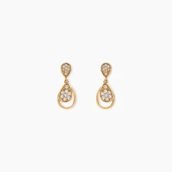 Boucles D'oreilles Pendantes Mahalya Plaqué Or Oxyde De Zirconium|Marc Orian Best