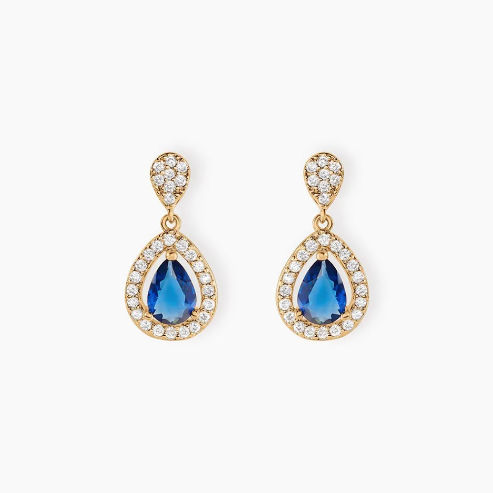 Boucles D'oreilles Pendantes Brigita Plaqué Or Pierre De Synthese|Marc Orian New