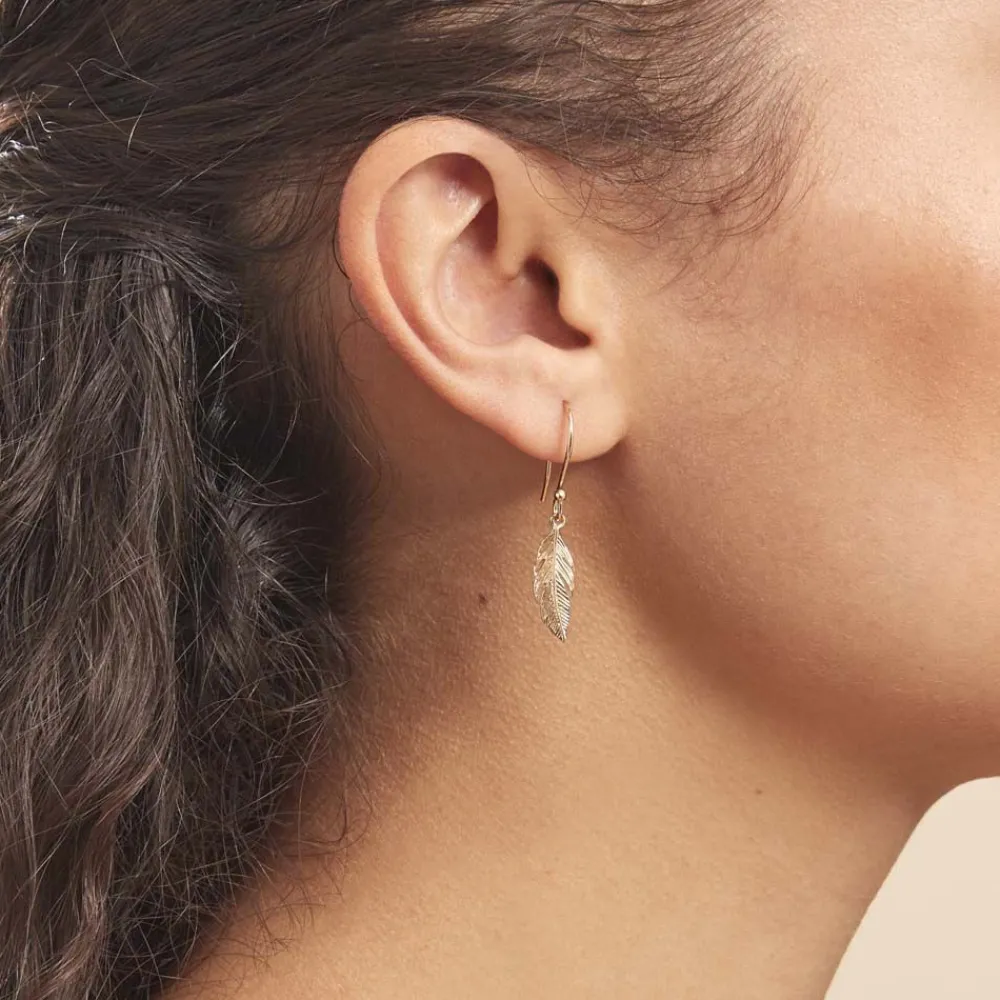 Boucles D'oreilles Pendantes Navette Or Blanc Saphir