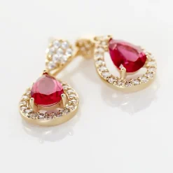 Boucles D'oreilles Pendantes Brigita Plaqué Or Pierre Et Oxyde|Marc Orian New