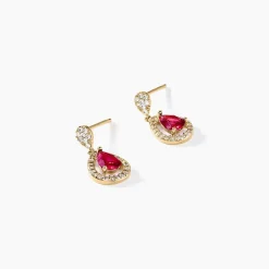 Boucles D'oreilles Pendantes Brigita Plaqué Or Pierre Et Oxyde|Marc Orian New