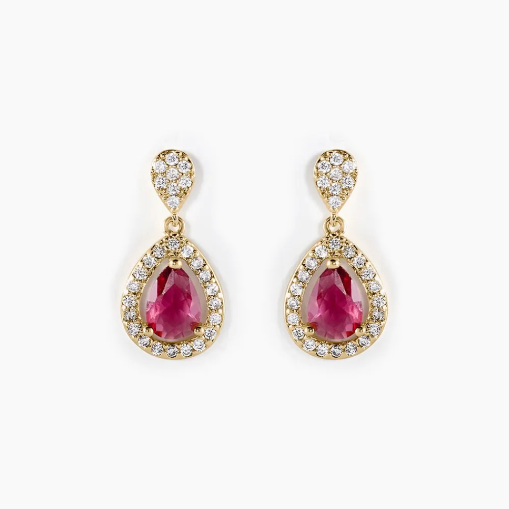 Boucles D'oreilles Pendantes Brigita Plaqué Or Pierre Et Oxyde|Marc Orian New