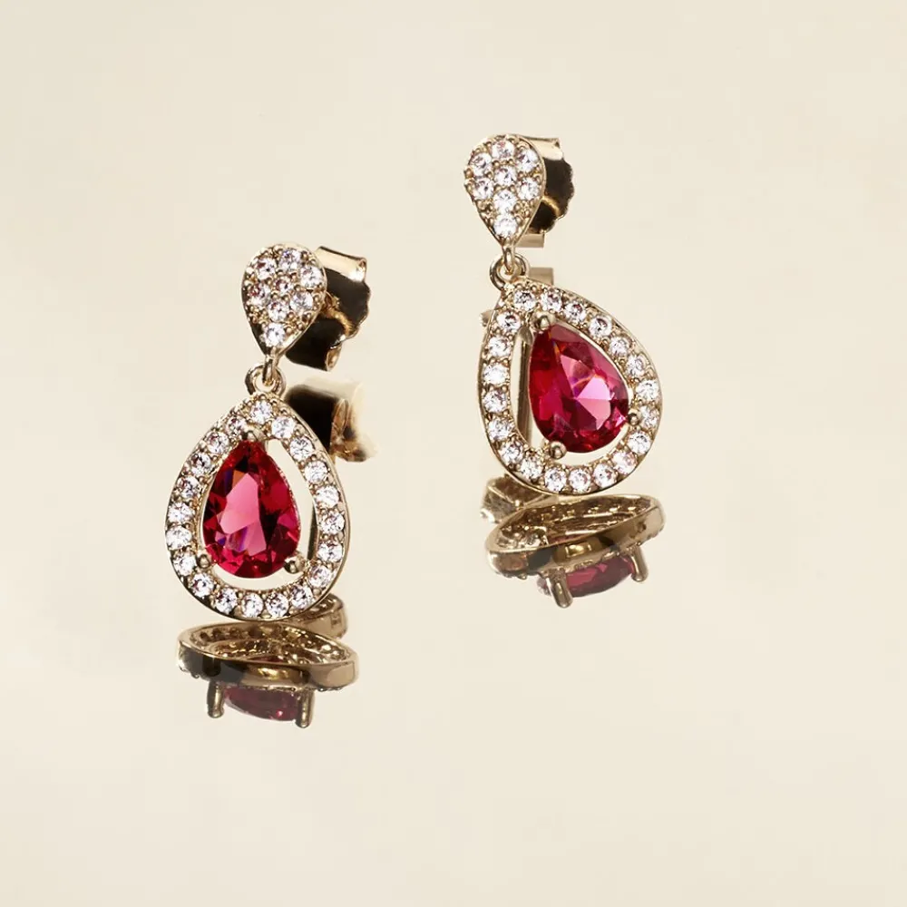 Boucles D'oreilles Pendantes Brigita Plaqué Or Pierre Et Oxyde|Marc Orian New