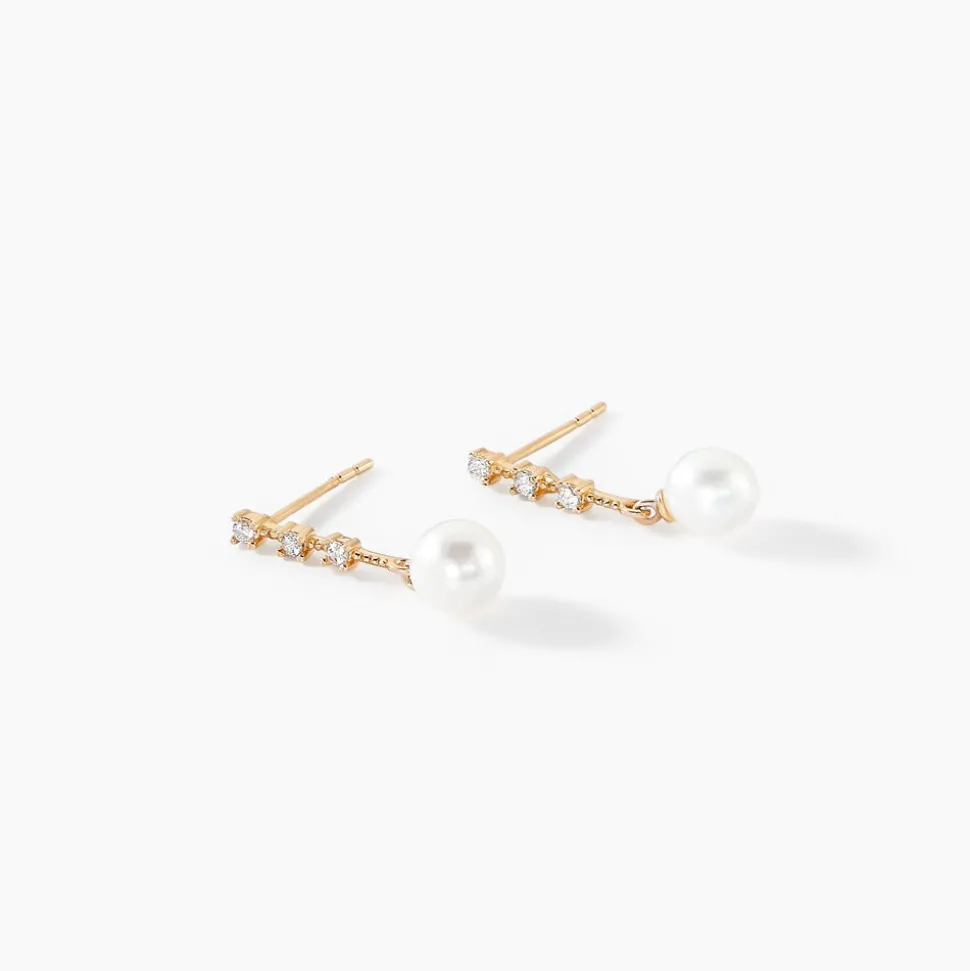 Boucles D'oreilles Pendantes Louise-marie Or Jaune Perle De Culture
